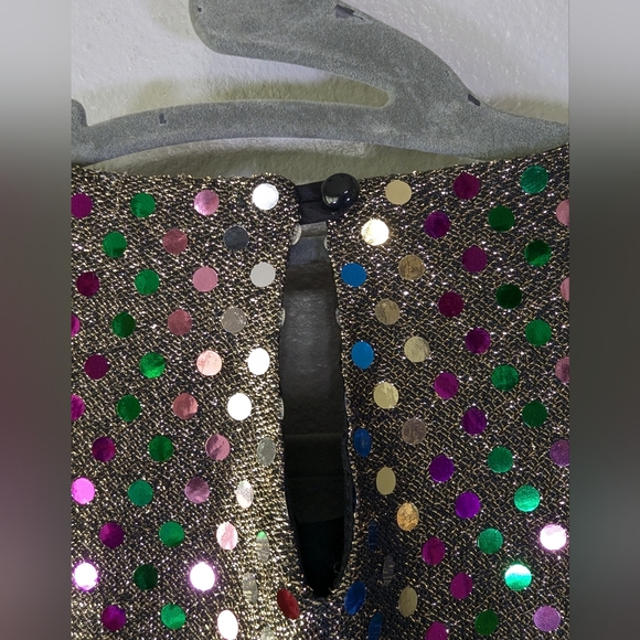 Vintage Rainbow Sequin blouse Shiny Holiday top Party Shimmer Shirt Long… - Picture 6 of 6